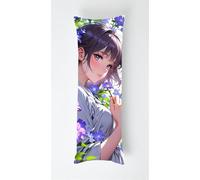 Anime Girl Body Pillow Case Cover 50x135cm, Long Backrest Cushion Pillow Protector with Zipper, Decorative Bedding Pillowcase, Soft Body Pillow Cover for Couch Bedroom Flowers