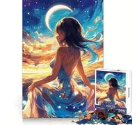 Anime Girl by The Sea Teenagers Rompecabezas de 1000 Piezas Poder de Recuerdo Placer Relajante Bordes precisos Sorpresa de cumpleaños (38x26cm)