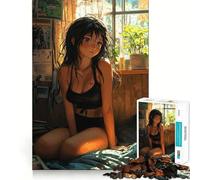 Anime Girl by Window,Rompecabezas para Adultos de 1000 Piezas,Juego Mental Divertido con tecnología Avanzada de Corte láser,desafío entretenido para el Tiempo de Espera (38x26cm)
