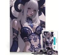 Anime Girl Demon Girl in Lace Gaming Jigsaw 1000 Pieces Focus Building Toy Zero Gap Regratity Activity for Raindays (50x75cm)