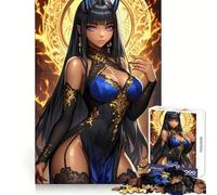 Anime Girl Demoness in Blue and Gold Gaming Teenagers Puzzle 1000 Pieces Recall Power Restful Pleasure Precise Edges Bday Surprise (38x26cm)