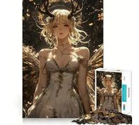 Anime Girl GiGolden Winged Fairy Rompecabezas para Adultos de 1000 Piezas Juego Mental Divertido Tecnología Avanzada de Corte láser Desafío entretenido para el Tiempo de Espera (38x26cm)