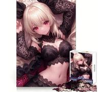 Anime Girl in Black Lace Teenagers Puzzle 1000 Pieces Recall Power Restful Pleasure Precise Edges Bday Surprise (38x26cm)