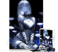 Anime Girl in Blue Forest Gaming Teenagers 1000 Pieces Puzzle Recall Power Restful Pleasure Precise Edges Bday Surprise (38x26cm)