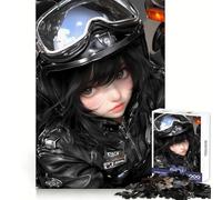 Anime Girl in Motorcycle Gear Gaming Teenagers Puzzle 1000 Pieces Recall Power Restful Pleasure Precise Edges Bday Surprise (50x75cm)