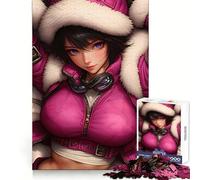 Anime Girl in Pink Winter Outfit Gaming Teenagers Puzzle 1000 Pieces Recall Power Restful Pleasure Precise Edges Bday Surprise (50x75cm)
