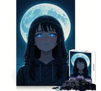 Anime Girl in Rain with Moon Teenagers 1000 Pieces Puzzle Recall Power Restful Pleasure Precise Edges Bday Surprise (50x75cm)