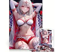 Anime Girl in Red and White Lingerie Gaming Puzzles 1000 Pieces For Adults Cognitive Memory Easy Relaxation Founds Defined Gift (38x26cm)