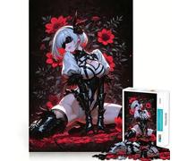 Anime Girl in Red Floral Setting Teenager 1000 Pieces Puzzle Juego de Memoria Mental Cierre Seguro Sin Piezas Sueltas Juego de ingenio Ideal para Viajar (38x52cm)