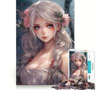 Anime Girl No Jigsaws para Adultos 1000 Piezas Juego de Memoria Cerebral Corte Fino Acabado Premium Forma entretenida de Pasar Las Horas Libres (38x52cm)