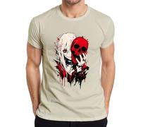 Anime Girl Red Calavera Gótica Emo Horror Camiseta Hombre, naturaleza, 3XL