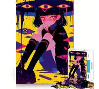 Anime Girl Surrounded by Eyes (Chica Anime Rodeada de Ojos) Rompecabezas para Adultos de 1000 Piezas para Entrenamiento Mental Divertido Piezas sin Rebabas de Corte Limpio Actividad Conmovedora