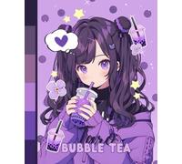 Anime Girl Taro Bubble Tea Notebook: 7.5 x 9.25" Wide Ruled