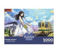 Anime Girl,Train Puzzle De Madera Impermeable Puzzle De 1000 Piezas para Adultos Colorido Rompecabezas para Adultos Juegos De Puzzle Desafiantes