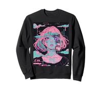 Anime Girl Vaporwave Glitchcore, Pastel, gótico Envejecido Sudadera