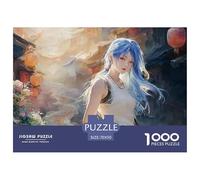Anime Girl with Blue Hair 1000 Stück Premium-Karton Puzzle Kitten Lebendige Bilder Familienspiel Puzzles Für Erwachsene Und Kinder 70x50cm/1000pcs