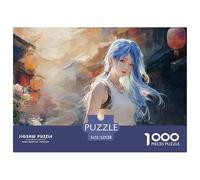 Anime Girl with Blue Hair 1000 Stück Premium-Karton Puzzle Kitten Stressabbau Kreatives Spiel Puzzles Als Wohnaccessoires 52x38cm/1000pcs Anime Girl with Blue Hair 1000 Stück Premium-Karton Puzzle Ki