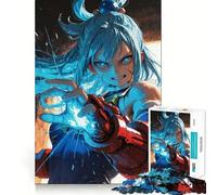 Anime Girl with Energy Power Rompecabezas para Adultos de 1000 Piezas Diversión para Entrenar la Mente Piezas sin Rebabas y de Corte Limpio Actividad para Compartir en Familia (50x75cm)