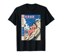 Anime Girl with Gigantic Robot and Kanji Art Design Camiseta