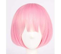 Anime girls Wig Re: Zero Starting Life In Another World Cosplay Wig Ram & Rem Disfraz de Cosplay Juega a la hermana Pelucas con horquillas Peluca roja de talla única