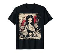Anime Goth Girl Creepy Smile Red Eyes Horror Vibes Camiseta