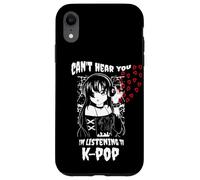 Anime Goth Girl Kawaii Can't Hear You Estoy Escuchando KPOP Carcasa para iPhone XR