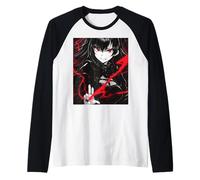 Anime gótico chica vampiro con ojos rojos y relámpago Camiseta Manga Raglan