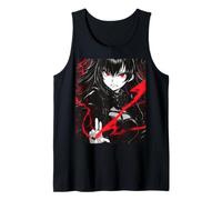 Anime gótico chica vampiro con ojos rojos y relámpago Camiseta sin Mangas