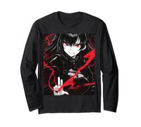 Anime gótico chica vampiro con ojos rojos y relámpago Manga Larga