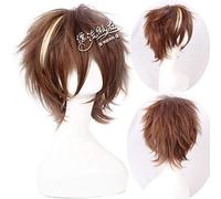 Anime Guilty Crown Shu Ouma Cosplay peluca marrón mezcla corta pelucas de pelo sintético resistente al calor + gorra de peluca FQ0045