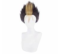 Anime Haikyuu Karasuno High School Voleibol Club Yu Nishinoya Black-Brown Cosplay Peluca de Rol Colas de Pony, 30 cm