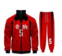 Anime Haikyuu Kozume Kenma/Kuroo Tetsurou - Sudadera con capucha Haikyuu Nekoma Uniforme para cosplay, sudadera de manga larga, pantalones con cremallera de solapa, pantalones deportivos casuales,