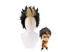 Anime Haikyuu !! Nishinoya Yuu corto negro y rubio resistente al calor fibra pelo cosplay disfraz pelucas + gorro de peluca gratis