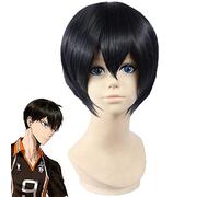 Anime Haikyuu !! Tobio Kageyama High School Volleyball Club Kageyama Tobio Short Black Cosplay disfraz peluca + gorra de peluca