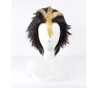 Anime Haikyuu !! Voleibol Nishinoya Yuu Corto Peluca de cosplay resistente al calor marrón y rubia + Gorra de peluca gratis Talla única