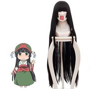 Anime Hakumei y Mikochi Cosplay pelucas Mikochi Cosplay negro largo recto pelo sintético resistente al calor para traje de carnaval KUZ462B