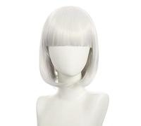 Anime Halloween Cosplay Wig Synthetic Hair Red Purple Black Blue Silver White Blonde Green Pink Short Bob Wigs For Women Peruca OneSize white