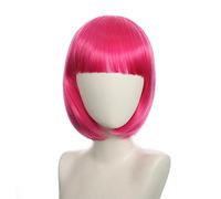 Anime Halloween Cosplay Wig Synthetic Hair Red Purple Black Blue Silver White Blonde Green Pink Short Bob Wigs For Women Peruca OneSize rosered