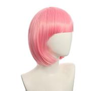 Anime Halloween Cosplay Wig Synthetic Hair Red Purple Black Blue Silver White Blonde Green Pink Short Bob Wigs For Women Peruca OneSize pink