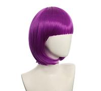 Anime Halloween Cosplay Wig Synthetic Hair Red Purple Black Blue Silver White Blonde Green Pink Short Bob Wigs For Women Peruca OneSize purple6