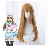 Anime Hataraku Saibou Cosplay Wigs Cells At Work!Blood Platelet PLT Long Straight Blonde Synthetic Hair for Adult girls