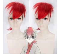 Anime Hoozuki no Reitetsu cosplay peluca para hombres fiesta corta 30 cm blanco rojo mezclado pelo sintético Cosplay disfraz pelucas + peluca cap Hoozuki no Reitetsu peluca PL-326