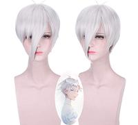 Anime Houseki No Kuni Antarcticite Cosplay Peluca Plata Blanco Pelo corto Disfraces para adultos Pelucas + Antarcticite Land of the Lustrous