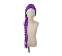 Anime Hunters Cosplay Wig - Cartoon Cosplay Wig For Stage Halloween Costume Outfit Party, 24" Dark Purple, Pink, Purple Braiding Hair, Adjustable Cap For Kids & Adults