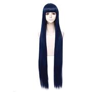 Anime Hyuga Hinata 80cm long Straight Hair Neat Bang Cosplay Wigs + Wig Cap