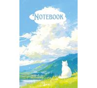 Anime-Inspired College Ruled Notebook: Durable Cover with Serene Landscape and White Cat Design | Aesthetic Stationery for Students and Creatives
