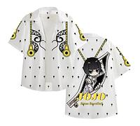 Anime JoJo's Bizarre Adventure Camisa de un Solo Pecho Jolyne Cujoh Camisa de Manga Corta Impresa Blusa Camiseta de Kujo Jotaro Camisa Hawaiana Jojo