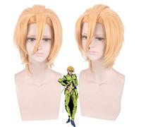 Anime JoJo's Bizarre Adventure Golden Wind Pannacotta Fugo Cosplay Peluca rubia corta Peluca de disfraces de Halloween Cosplay + Peluca Cap PL-550