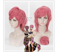 Anime JOJO's Bizarre Adventure Golden Wind Trish Una 35cm Rosa Cosplay Peluca Cabello Halloween Juego de roles + Peluca gratis