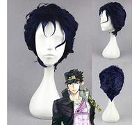 Anime JoJo's Bizarre Adventure Kujo Jotaro Pelucas de Cosplay Negro Azul Mezclado Peluca de pelo sintético resistente al calor + Gorra de peluca